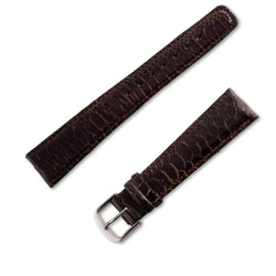 Bracelet montre cuir en pied de coq brillant marron chocolat - ANTENEN