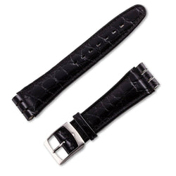 Bracelet montre cuir façon crocodile pour montre Swatch de couleur noir - ANTENEN
