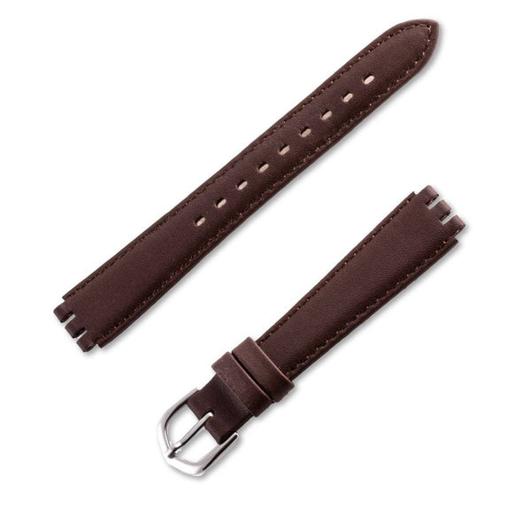Bracelet montre cuir veau lisse pour montre Swatch de couleur marron - ANTENEN