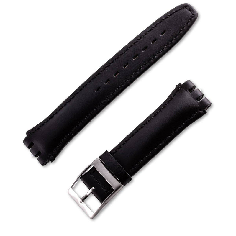 Bracelet montre cuir veau lisse pour montre Swatch de couleur noir - ANTENEN