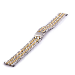 Bracelet montre metal bicolor mailles en forme de gros grain de riz et de finition poli brillant - ANTENEN