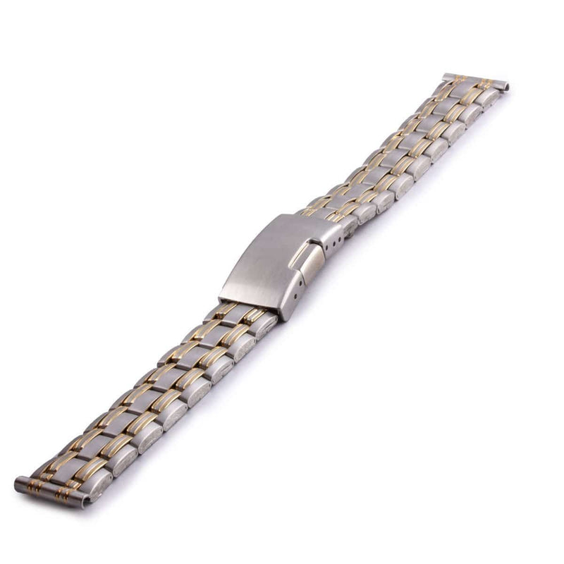 Bracelet montre metal bicolor mailles type rivets tressés tailles moyennes et de finition poli brillant - ANTENEN