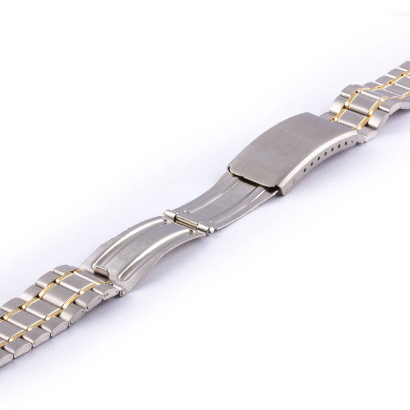Bracelet montre metal bicolor mailles avec rivets de taille moyenne et de finition poli brillant - ANTENEN