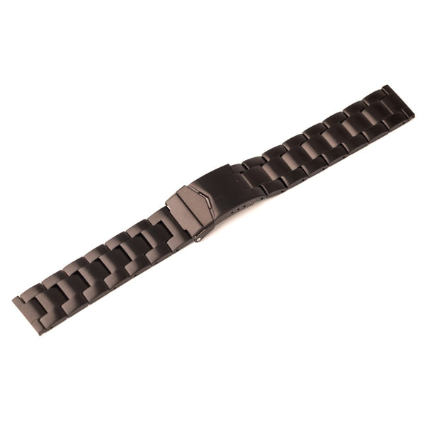 Bracelet-montre-en métal-grosses-mailles-type-oyster-rivets-poli-mat-noir