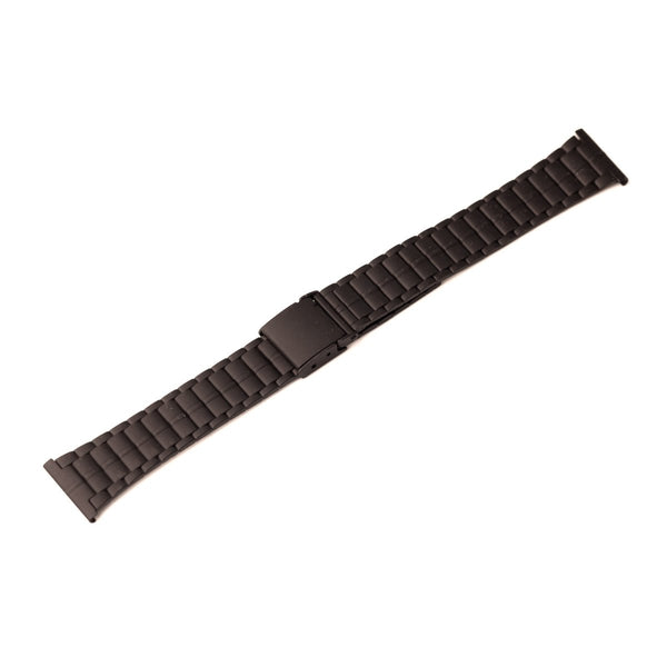Bracelet-montre-en métal-mailles-moyennes-rivets-poli-mat-noir