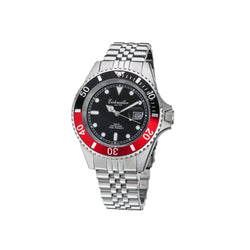 EI-3464-02-montre-homme-pas-cher-eichmuller-plongee-3-aiguilles-et-date-couronne-visee-boitier-acier-cadran-noir-lunette-noir-et-rouge-bracelet-type-jubilee-acier