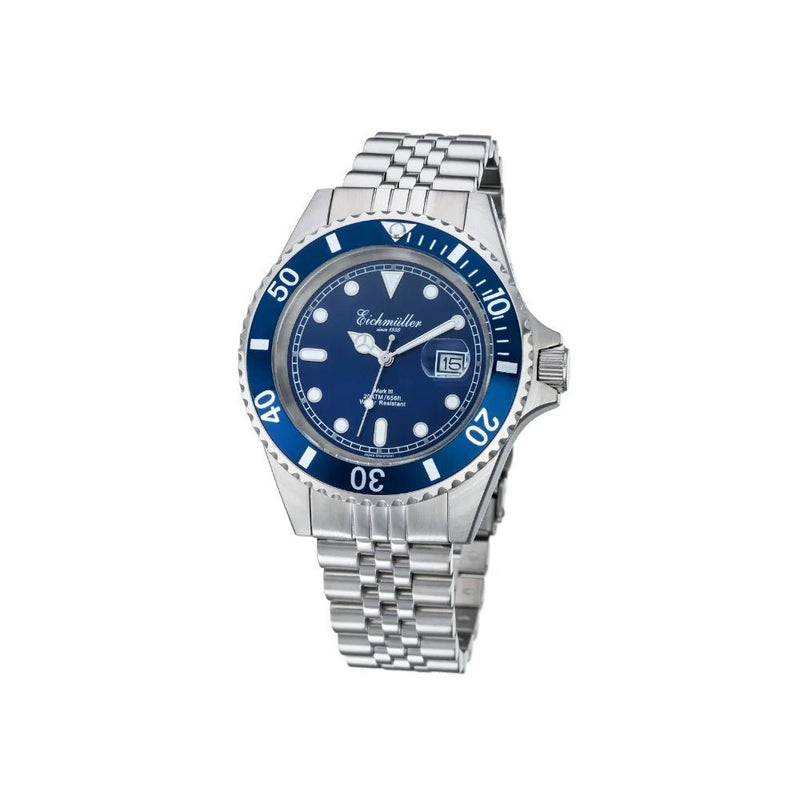 EI-3464-04-montre-homme-pas-cher-eichmuller-plongee-3-aiguilles-et-date-couronne-visee-boitier-acier-cadran-bleu-lunette-bleu-bracelet-type-jubilee-acier