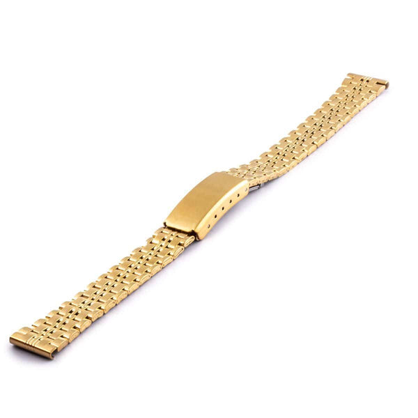 Bracelet montre metal dorée brillant mailles type jubilés écrasés - ANTENEN