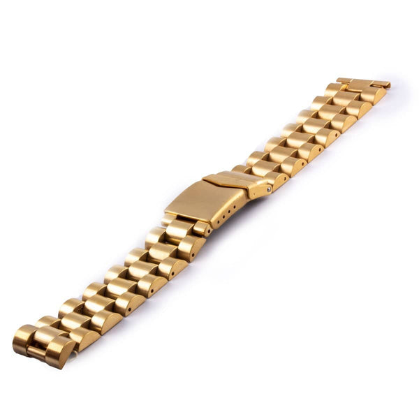 Bracelet montre metal dorée brillant mailles type oyster rivets - ANTENEN