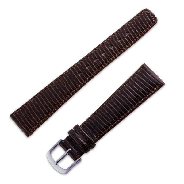 Bracelet montre cuir véritable lézard brun-foncé-chocolat - ANTENEN