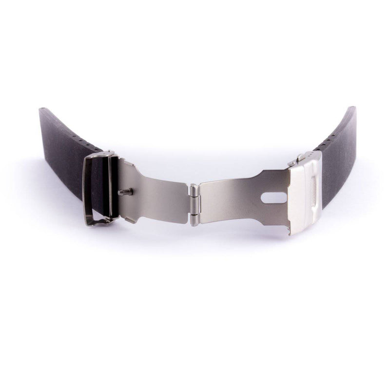 Bracelet montre caoutchouc lisse avec boucle déployante acier et de couleur noir - ANTENEN