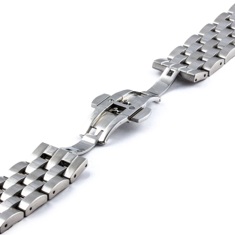 Bracelet montre metal acier mailles liées fines et de finition poli brillant - ANTENEN