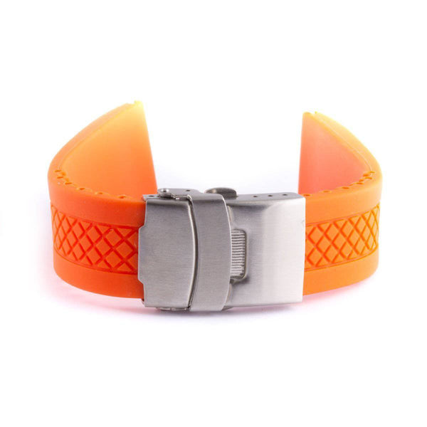 Bracelet montre caoutchouc racing style pneu avec boucle déployante acier et de couleur orange - ANTENEN