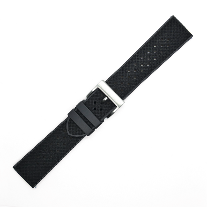 Bracelet montre caoutchouc noir type Rallye (TROPIC) swiss made 100% caoutchouc - ANTENEN