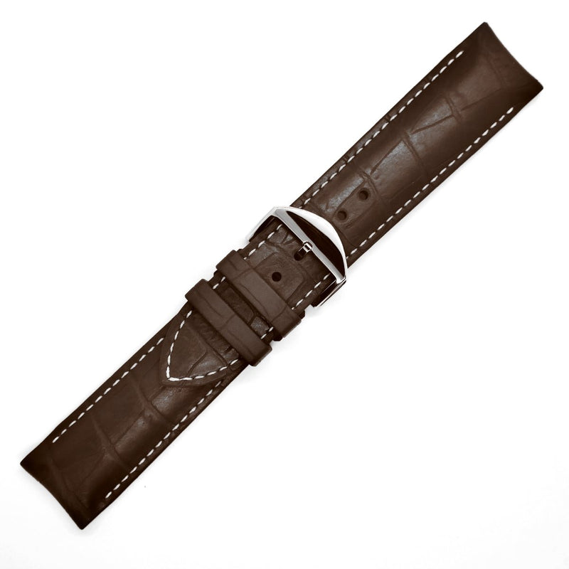 bracelet-montre-caoutchouc-brun-swiss-made-skinskan-façon-croco-cousu-blanc-1