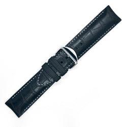 bracelet-montre-caoutchouc-noir-swiss-made-skinskan-façon-croco-cousu-blanc-1