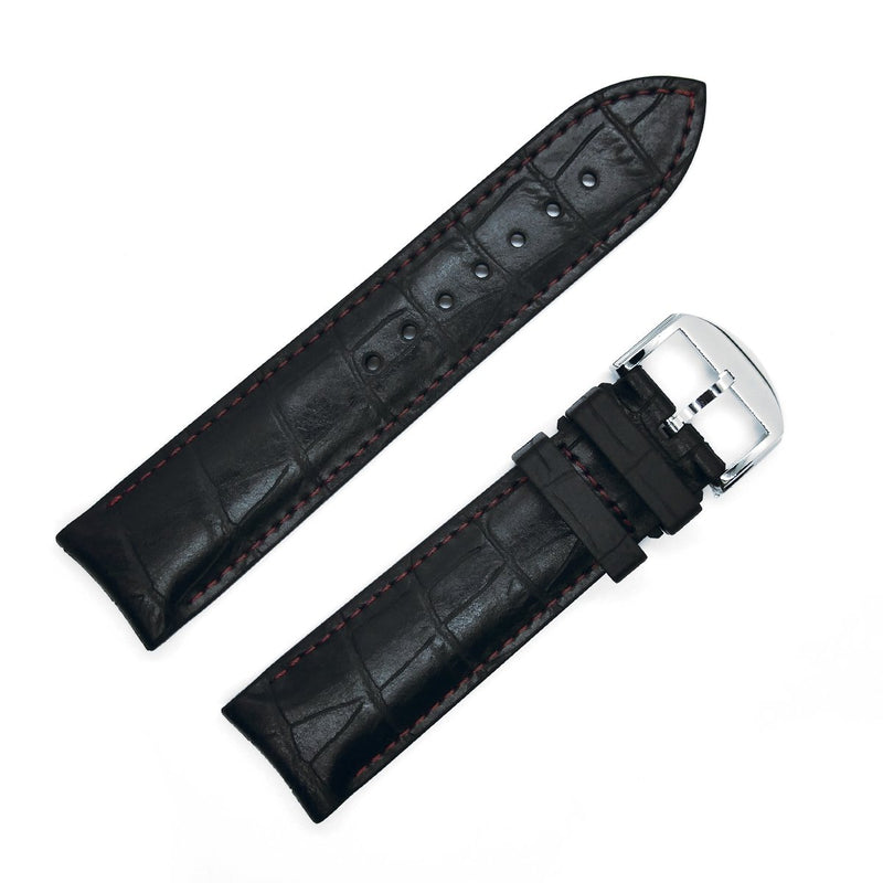 bracelet-montre-caoutchouc-noir-swiss-made-skinskan-façon-croco-cousu-rouge-2