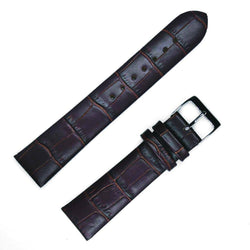 Bracelet montre cuir façon crocodile mat brun foncé sans coutures - ANTENEN