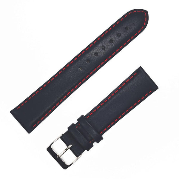 Bracelet montre cuir noir coutures rouges - ANTENEN